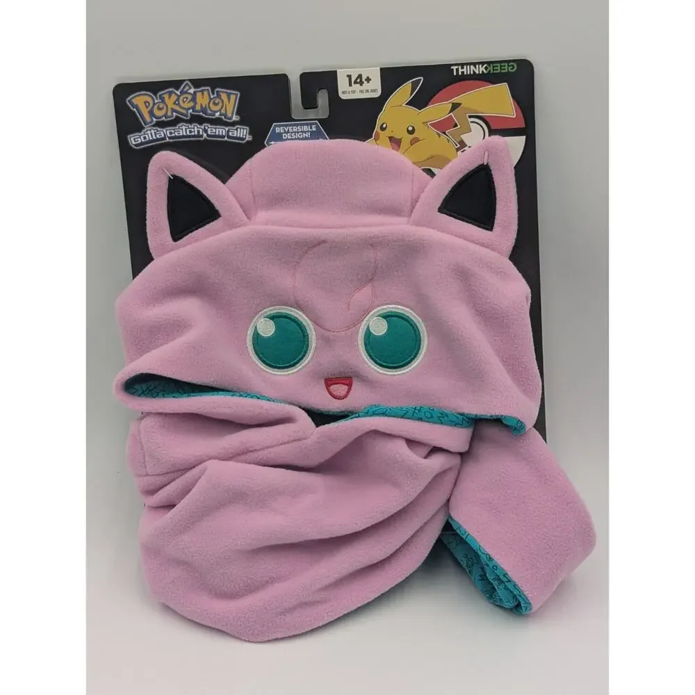 Pokemon Jigglypuff Hooded Reversible Soft Scarf Nintendo Cosplay ThinkGeek New